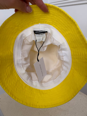 Jacquemus Yellow Canvas Logo Bucket Hat, 60