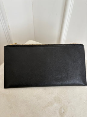 Yu Mei Black Leather Long Zipped Pouch