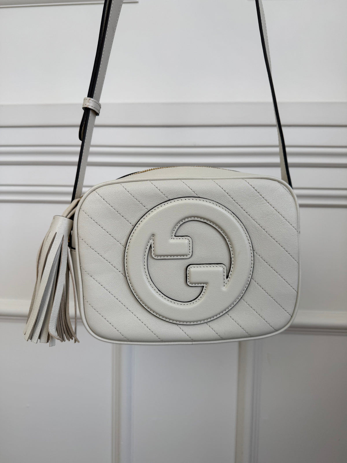 Gucci White Leather Blondie Camera Bag