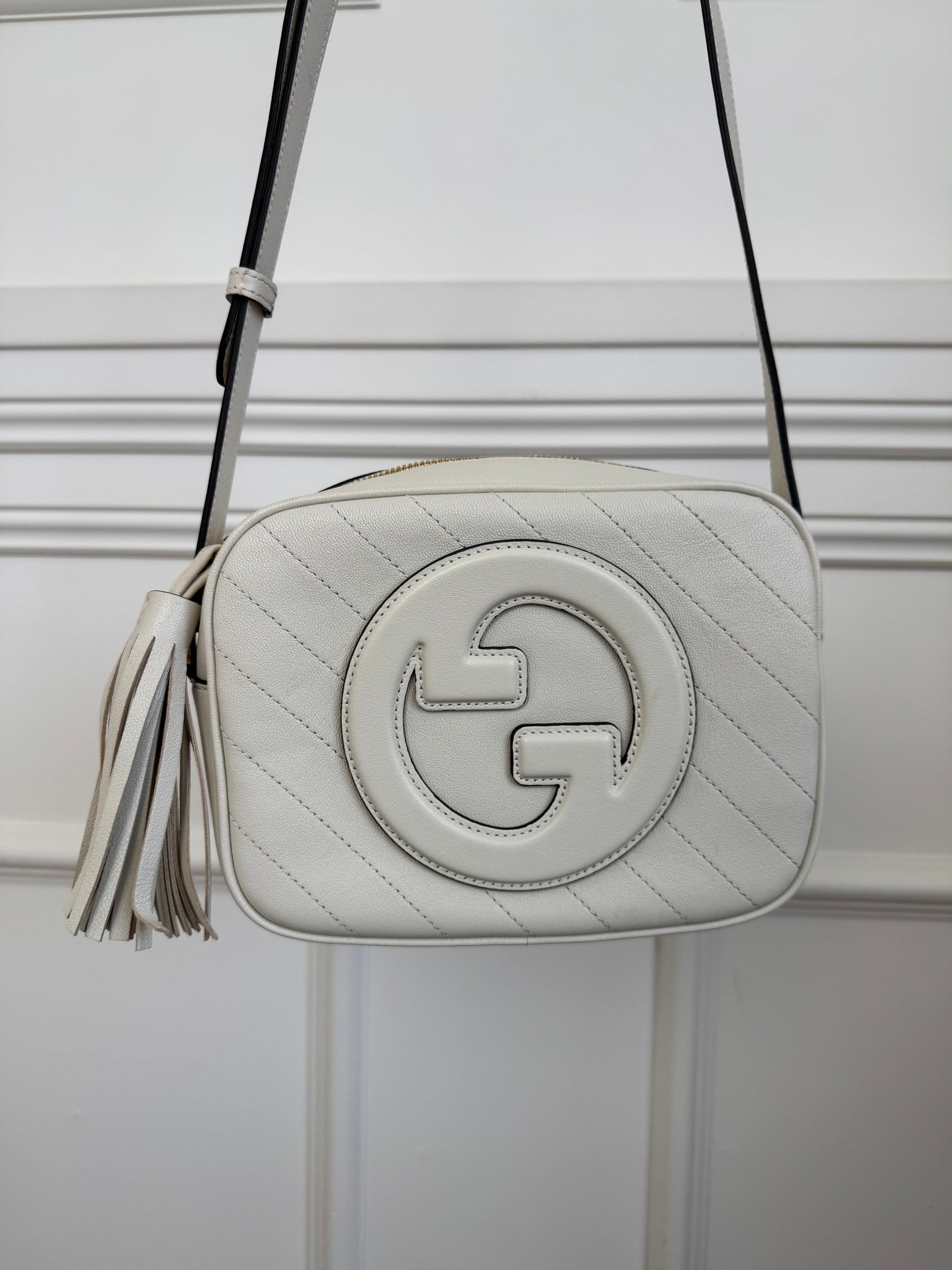 Gucci White Leather Blondie Camera Bag