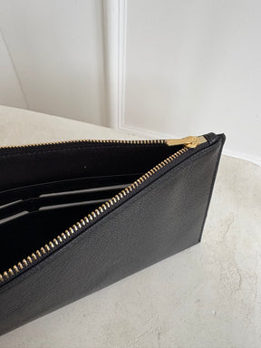 Yu Mei Black Leather Long Zipped Pouch