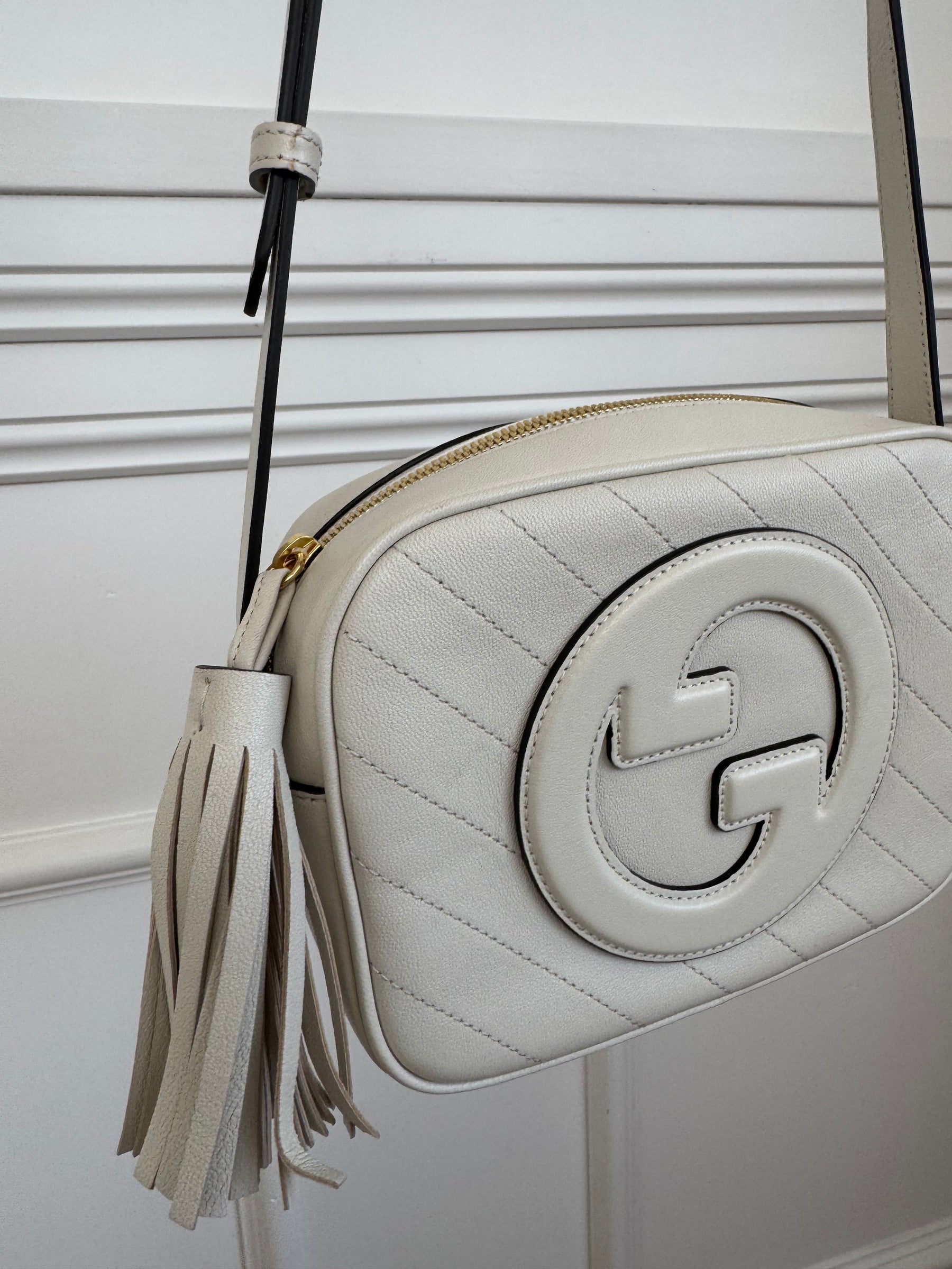 Gucci White Leather Blondie Camera Bag