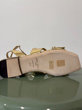 Jimmy Choo Gold Patent Leather Ayla Strappy Sandals, 37.5