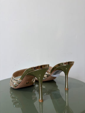 Dior Gold Crystal Strappy Mule, 38
