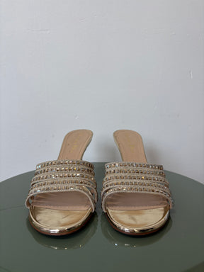 Dior Gold Crystal Strappy Mule, 38