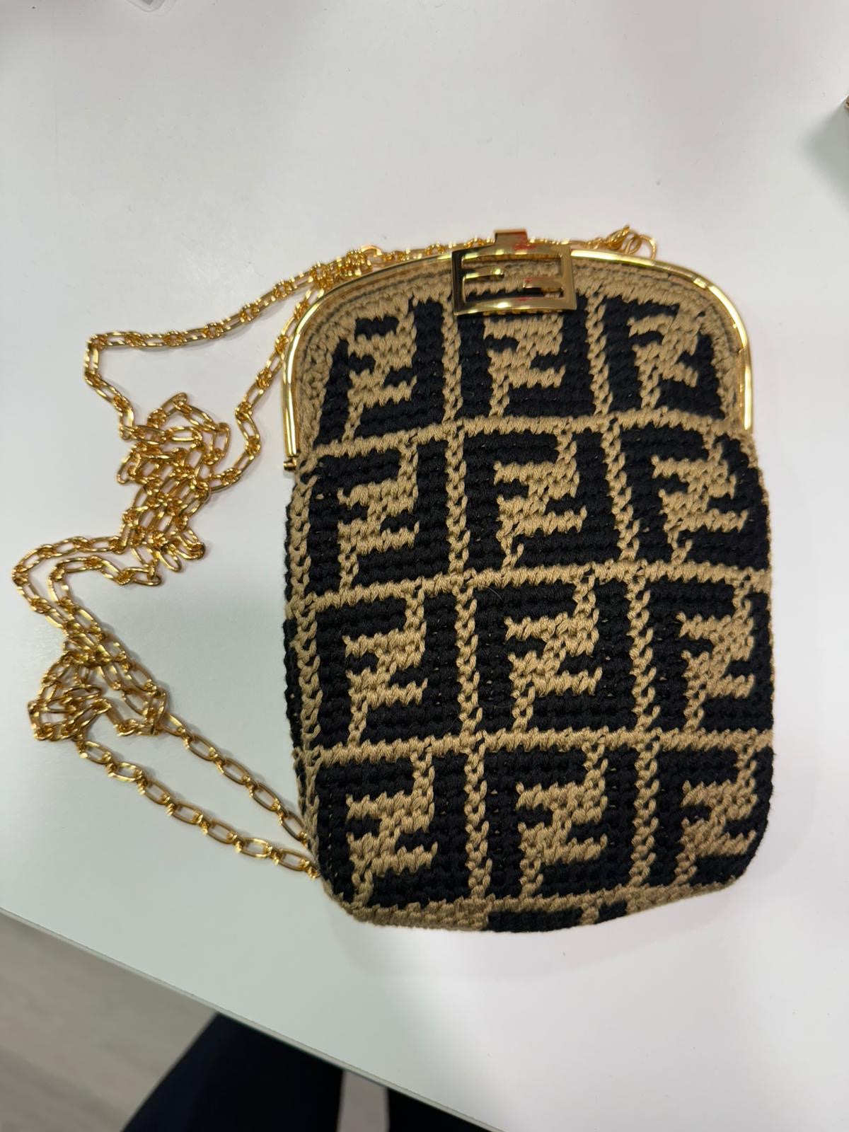 Fendi FF Print Bijou Baguette Bag Rafia/Black, 1