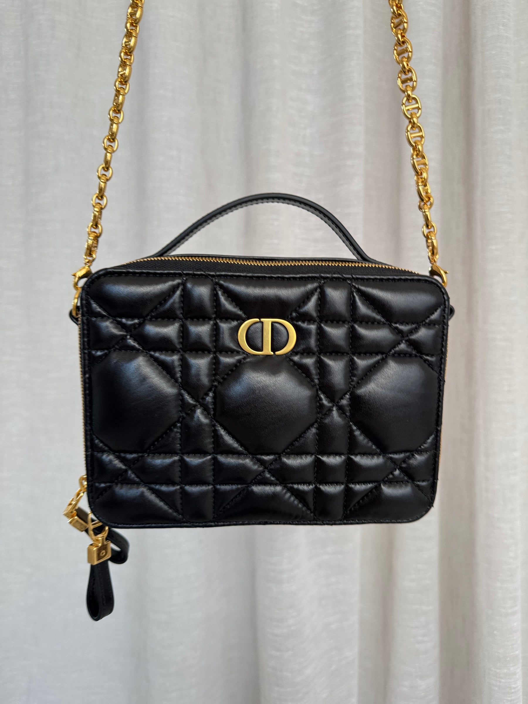 Dior Caro Black Box Bag With Top Handle