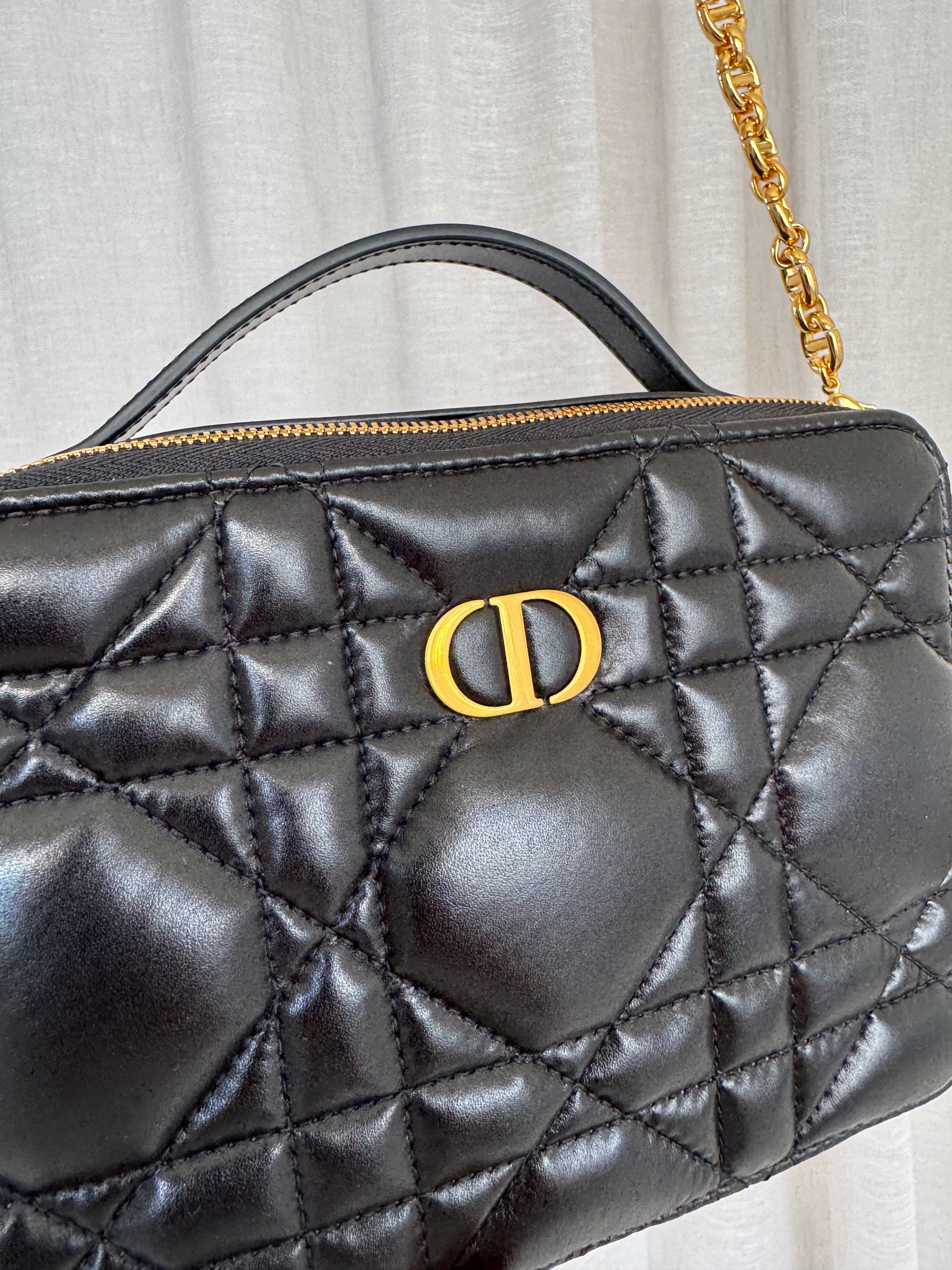 Dior Caro Black Box Bag With Top Handle