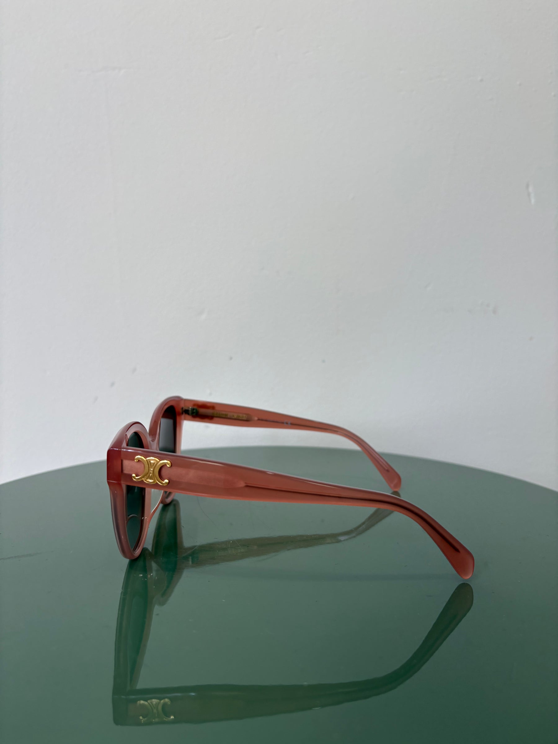 Celine Pink Oversized Square Triomphe Arm Sunglasses
