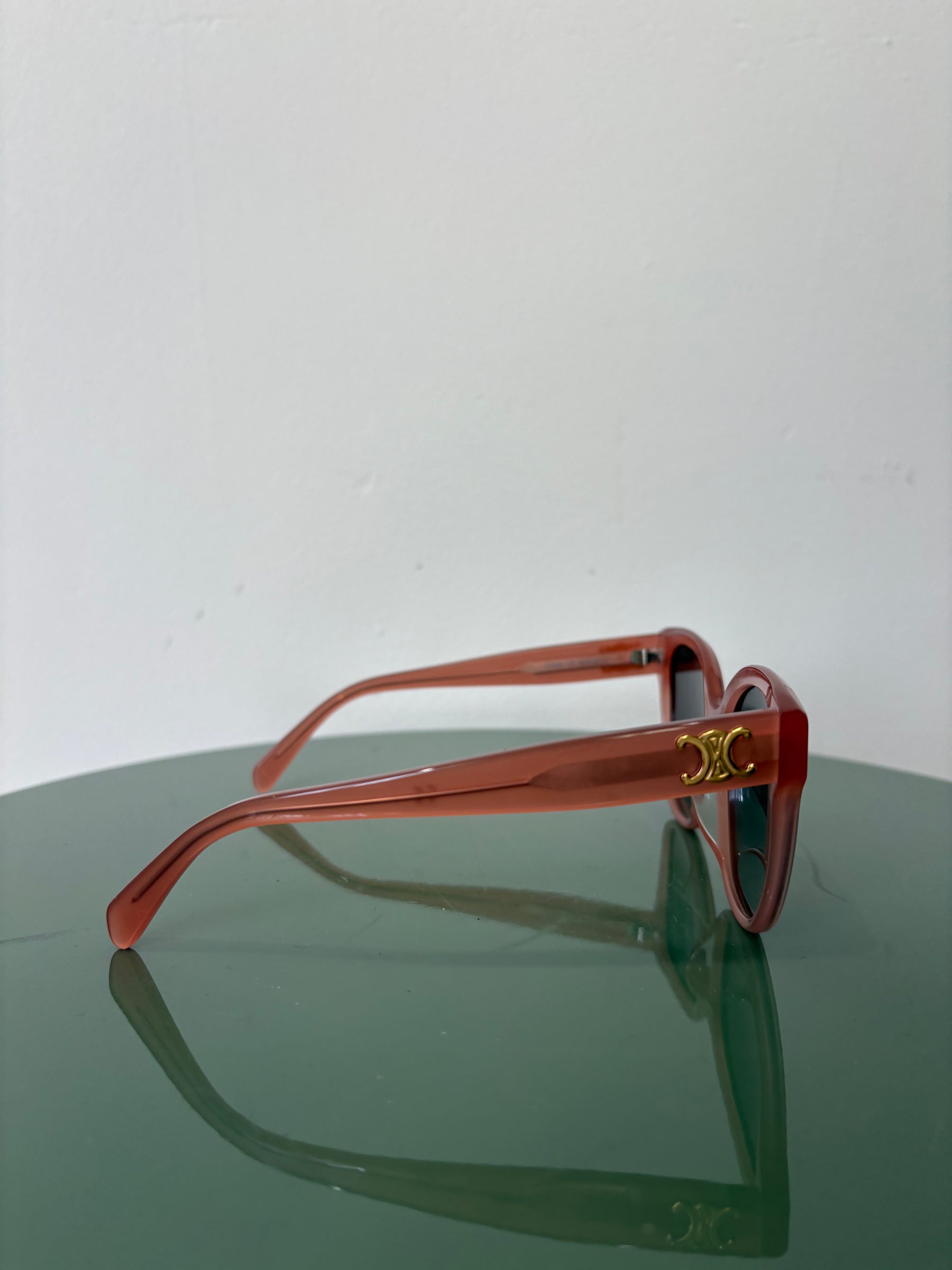 Celine Pink Oversized Square Triomphe Arm Sunglasses
