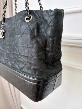 Chanel Gabrielle Large VIP Shopping Tote   Black Metalic Patent bottom