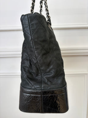 Chanel Gabrielle Large VIP Shopping Tote   Black Metalic Patent bottom