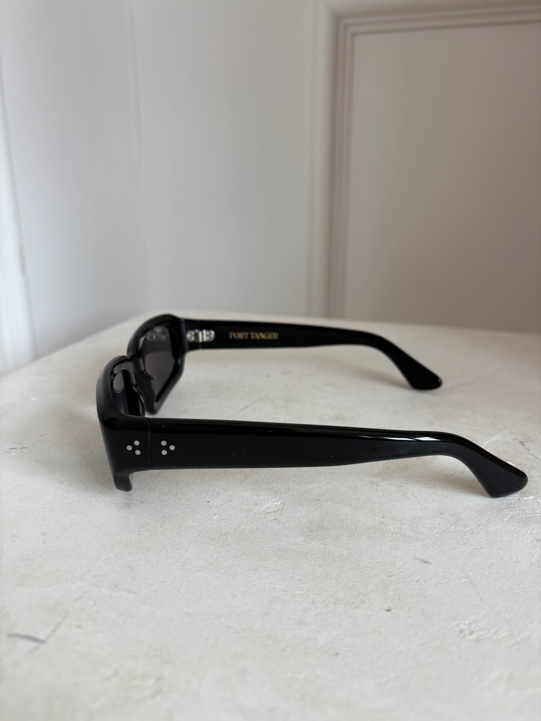 Port Tanger Black Rectangle Sunglasses