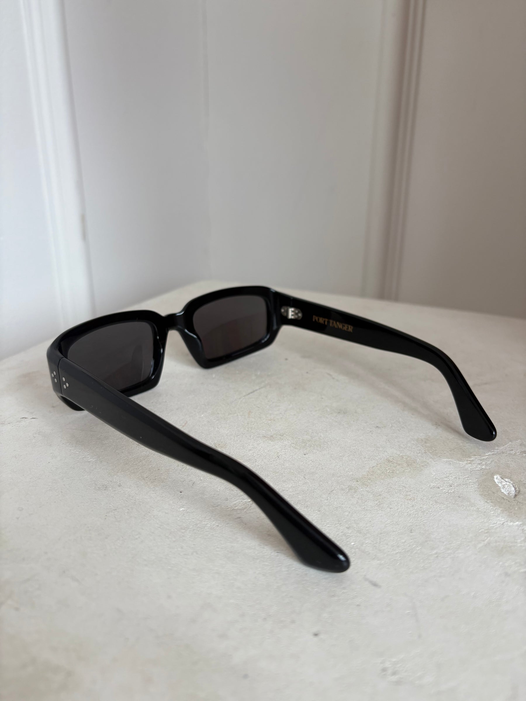 Port Tanger Black Rectangle Sunglasses