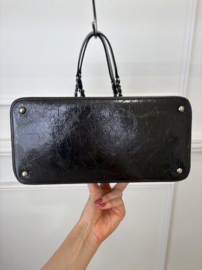 Chanel Gabrielle Large VIP Shopping Tote   Black Metalic Patent bottom
