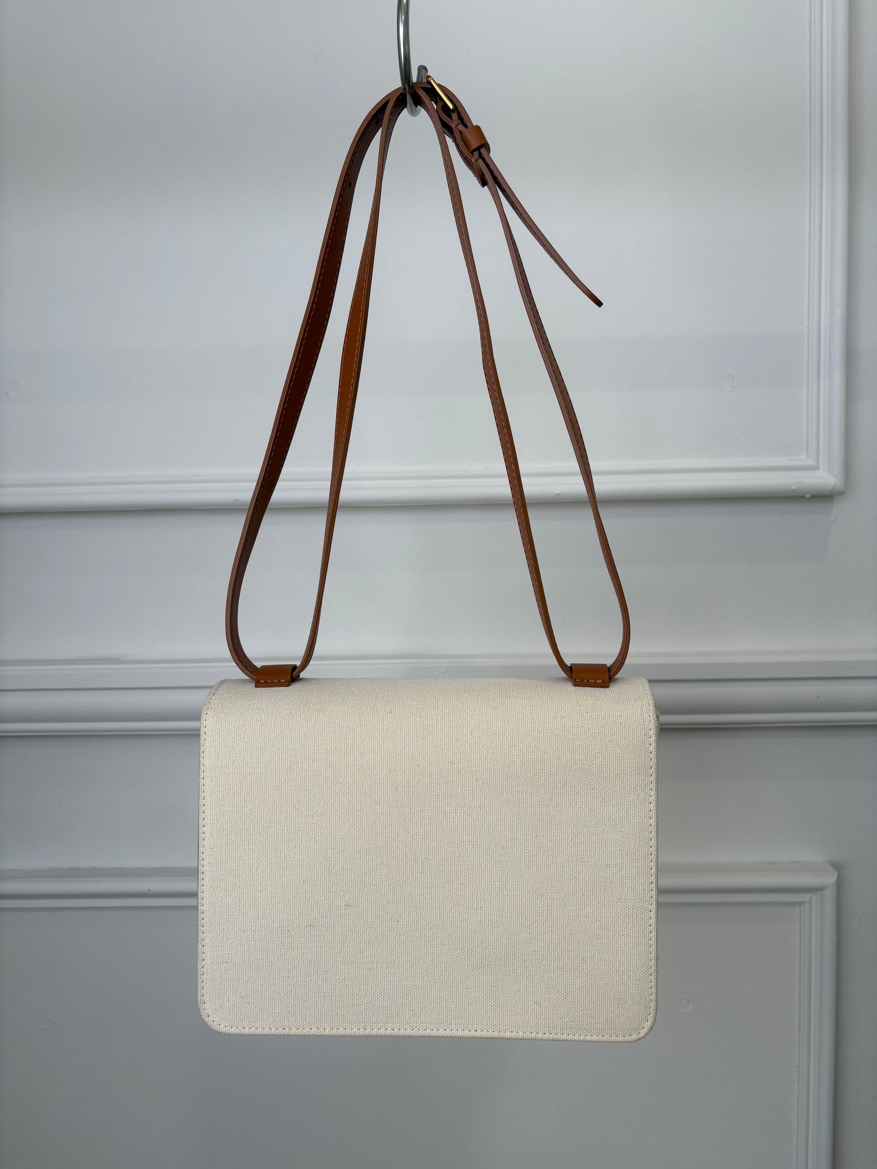 Mansur Gavriel Cream Canvas and Tan Leather Crossbody