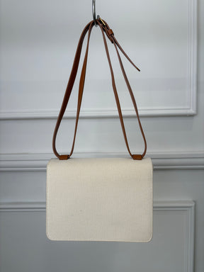 Mansur Gavriel Cream Canvas and Tan Leather Crossbody