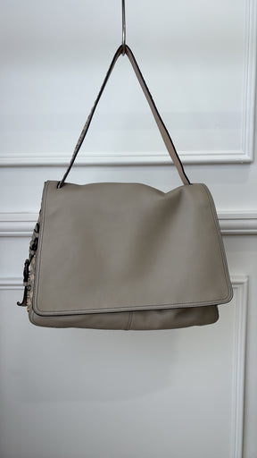 Bottega Veneta Taupe Studded Intrecciato Leather Shoulder Flap Bag