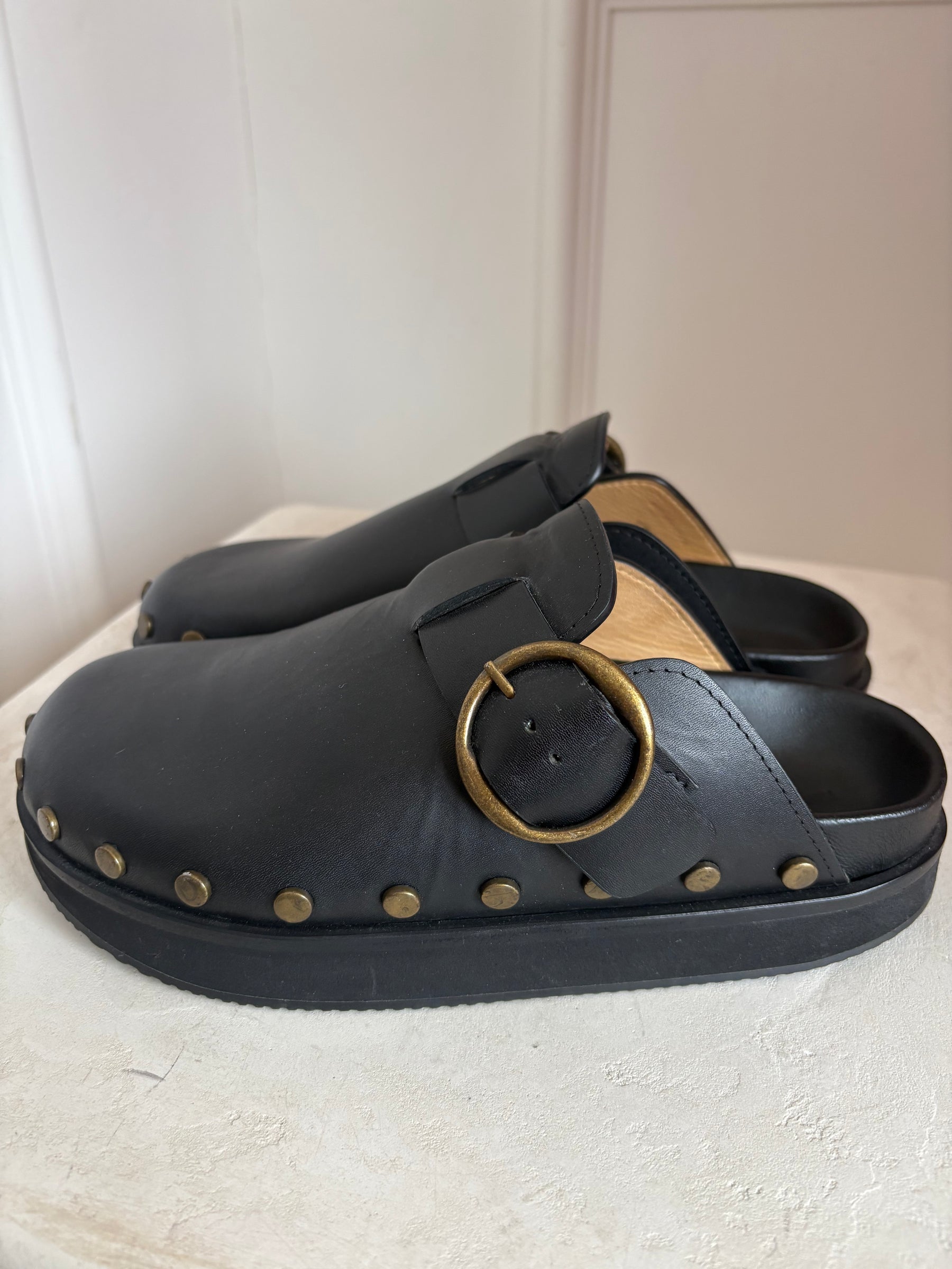 Isabel Marant Buckle Studded Clogs Black, 37