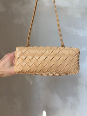 Bottega Veneta Intracciato Loop Camera Bag In Beige