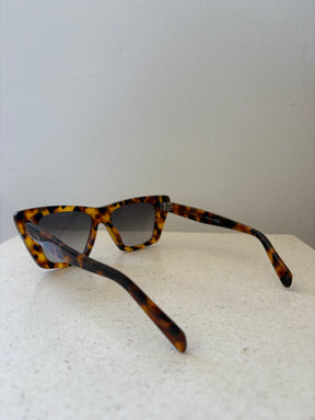 Celine Tortoiseshell Rectangular Cat Eye Sunglasses