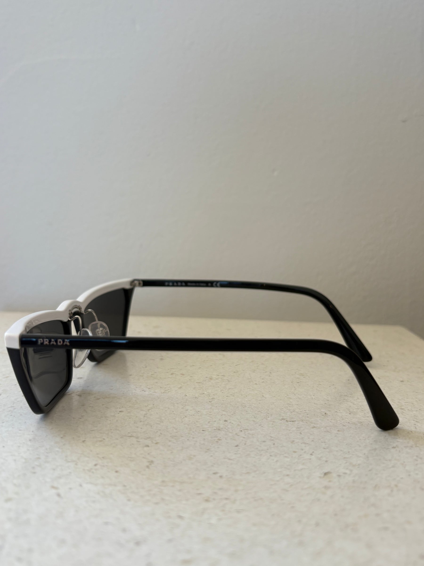 Prada Black with White Top Cat Eye Sunglasses