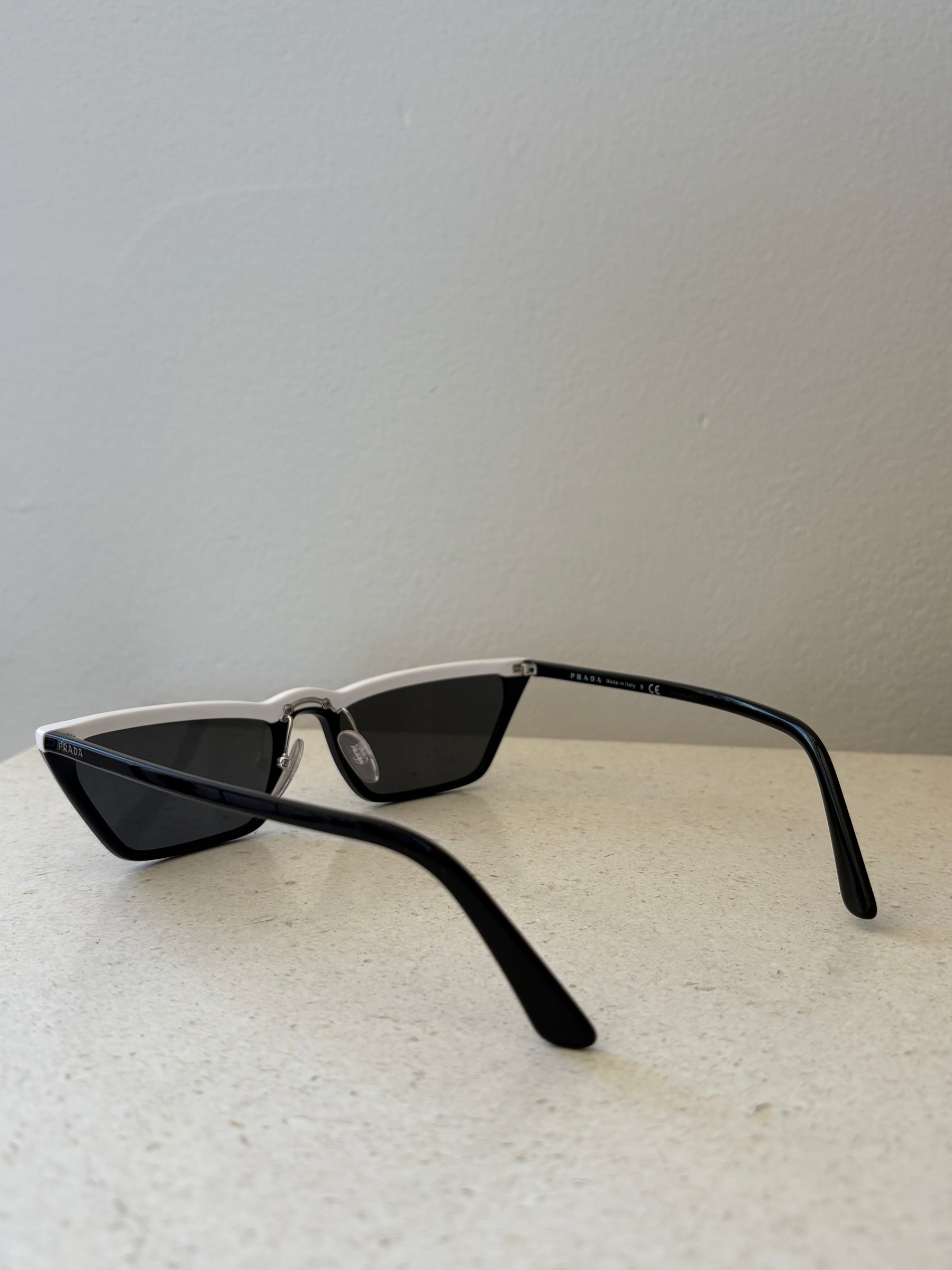 Prada Black with White Top Cat Eye Sunglasses