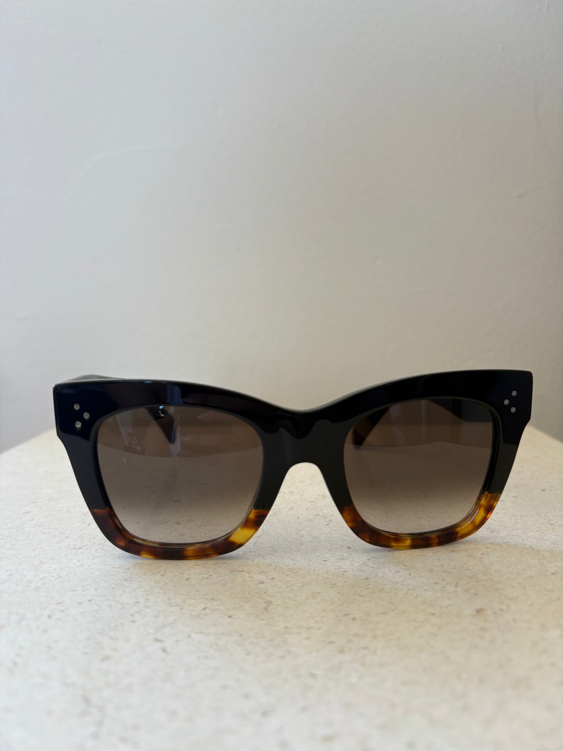 Céline Black and Tortoiseshell Oversized Sunglasses