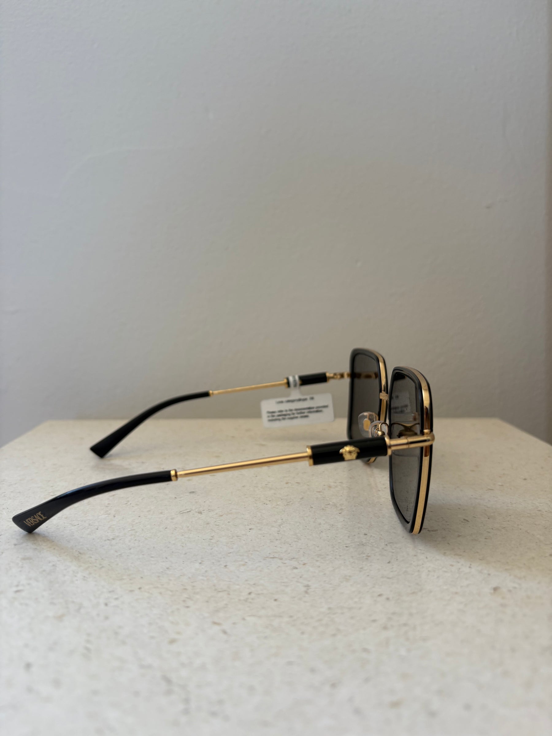 Versace Black Square Medusa Arm Sunglasses