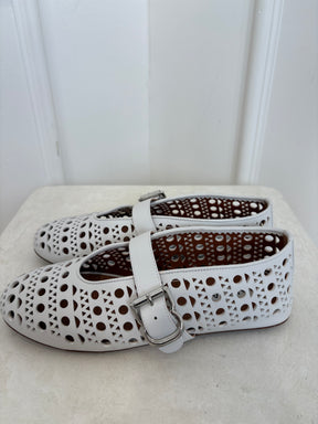 Alaïa Ballet Flats Vienne Lambskin White, 37