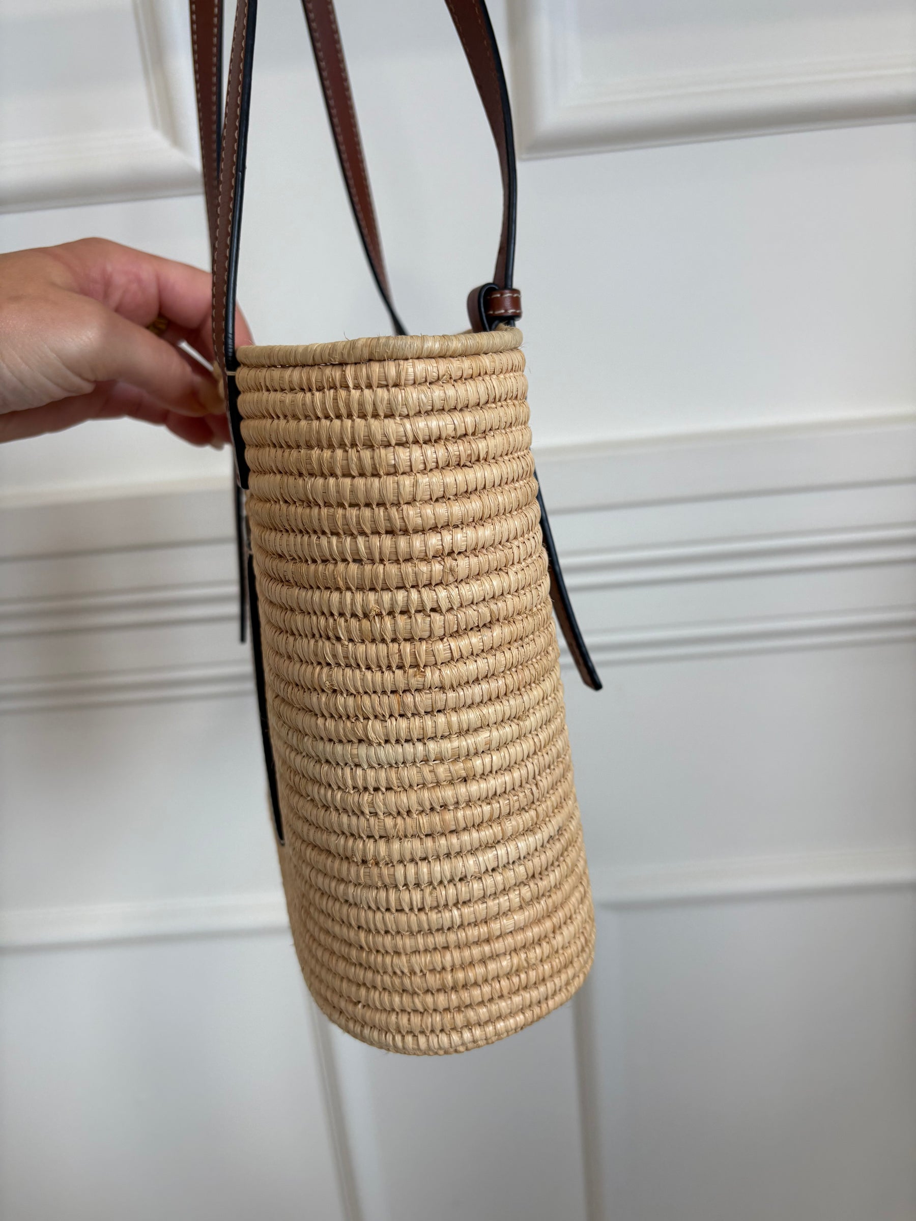 Loewe Raffia and Tan Leather Tote Bag