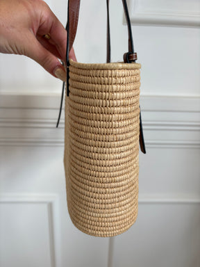 Loewe Raffia and Tan Leather Tote Bag