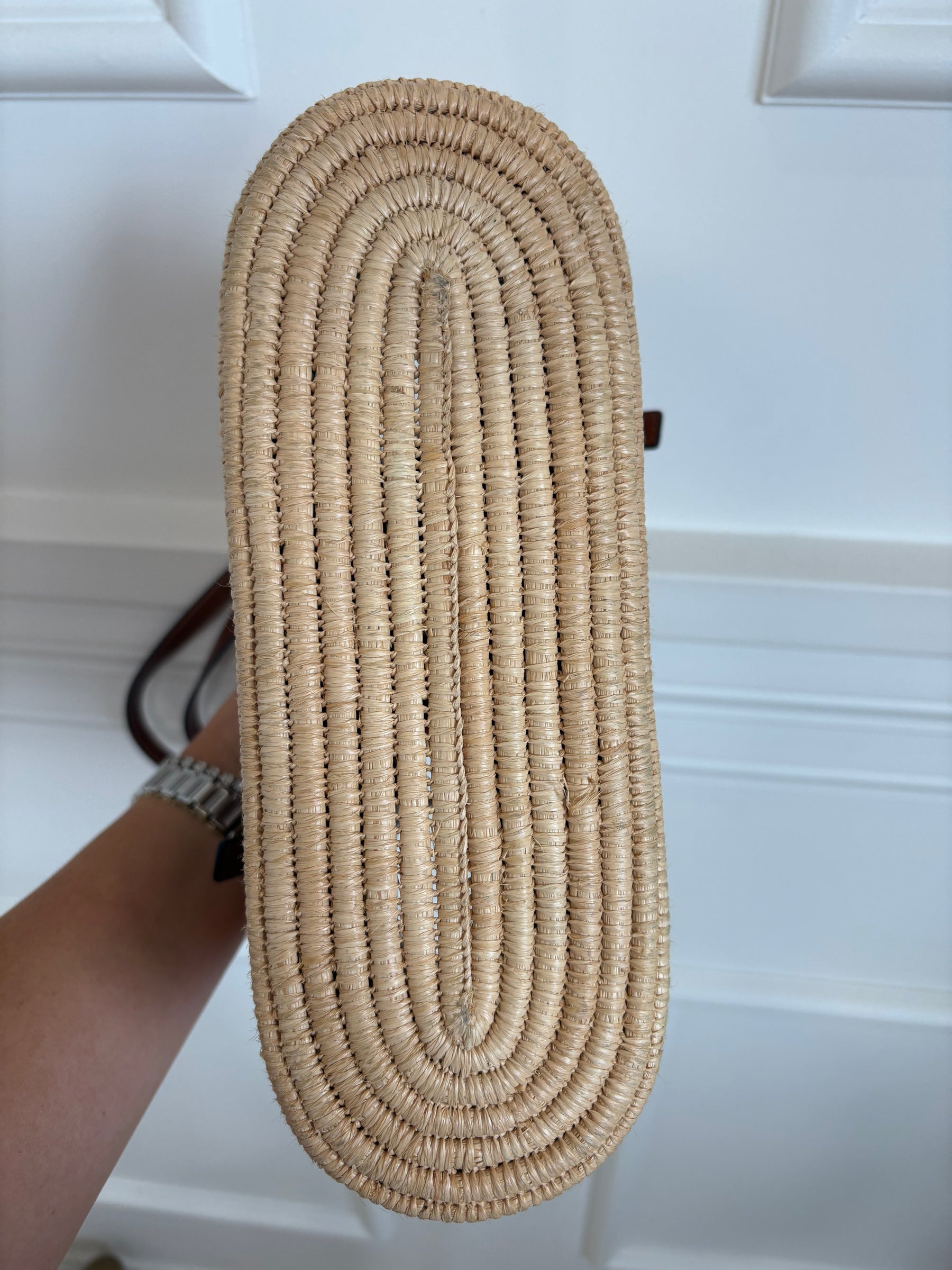 Loewe Raffia and Tan Leather Tote Bag