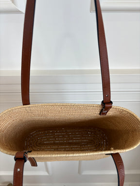 Loewe Raffia and Tan Leather Tote Bag
