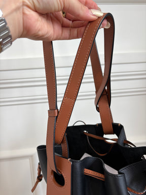Loewe Black and Tan Leather Drawstring Balloon Bucket Bag