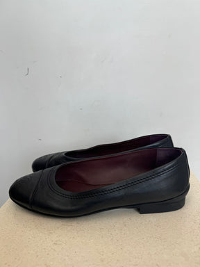 Chanel Black Leather Uniform Ballet Flats, 38C