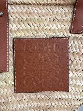 Loewe Tan Leather and Raffia Basket Bag