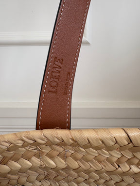 Loewe Tan Leather and Raffia Basket Bag