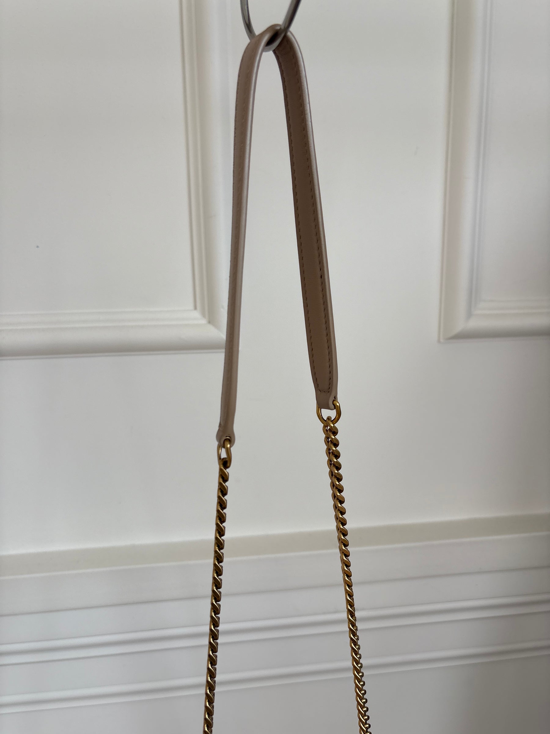 Saint Laurent Toy Puffer In Lambskin Dark Beige