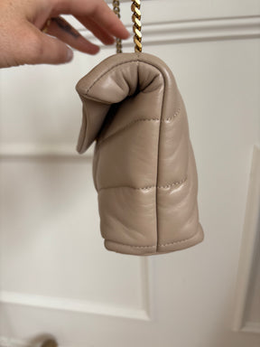 Saint Laurent Toy Puffer In Lambskin Dark Beige
