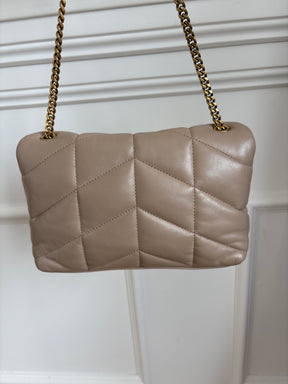 Saint Laurent Toy Puffer In Lambskin Dark Beige