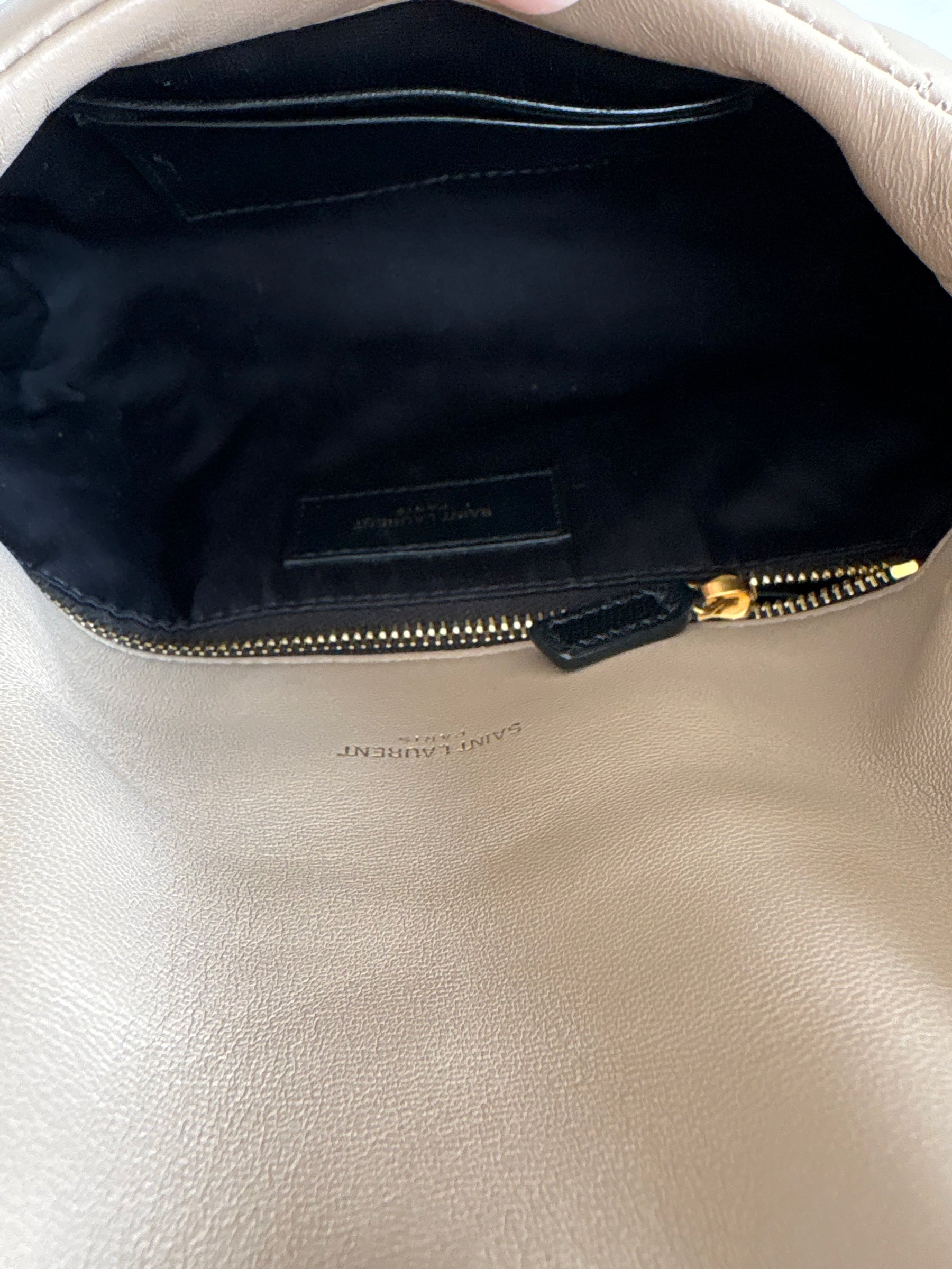 Saint Laurent Toy Puffer In Lambskin Dark Beige