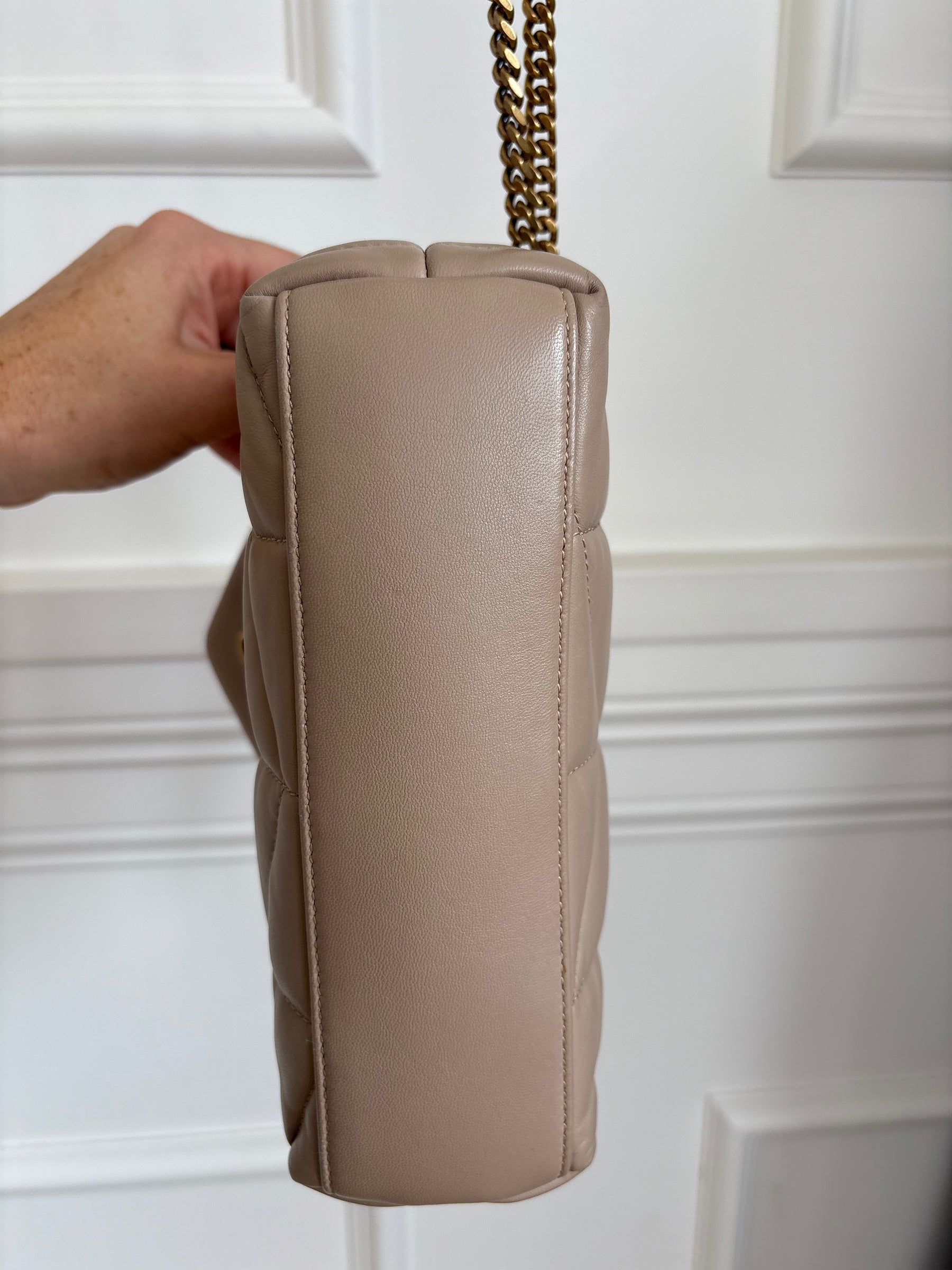 Saint Laurent Toy Puffer In Lambskin Dark Beige