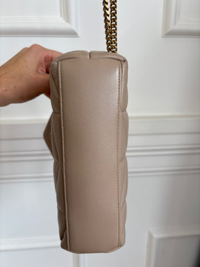 Saint Laurent Toy Puffer In Lambskin Dark Beige