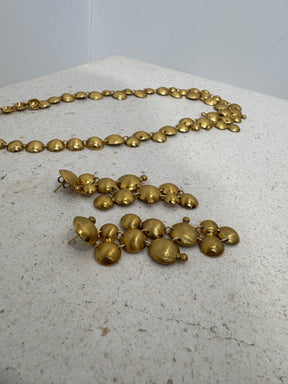 Katerina Makriyianni Gold Tone  DIsk Necklace and Earring Set