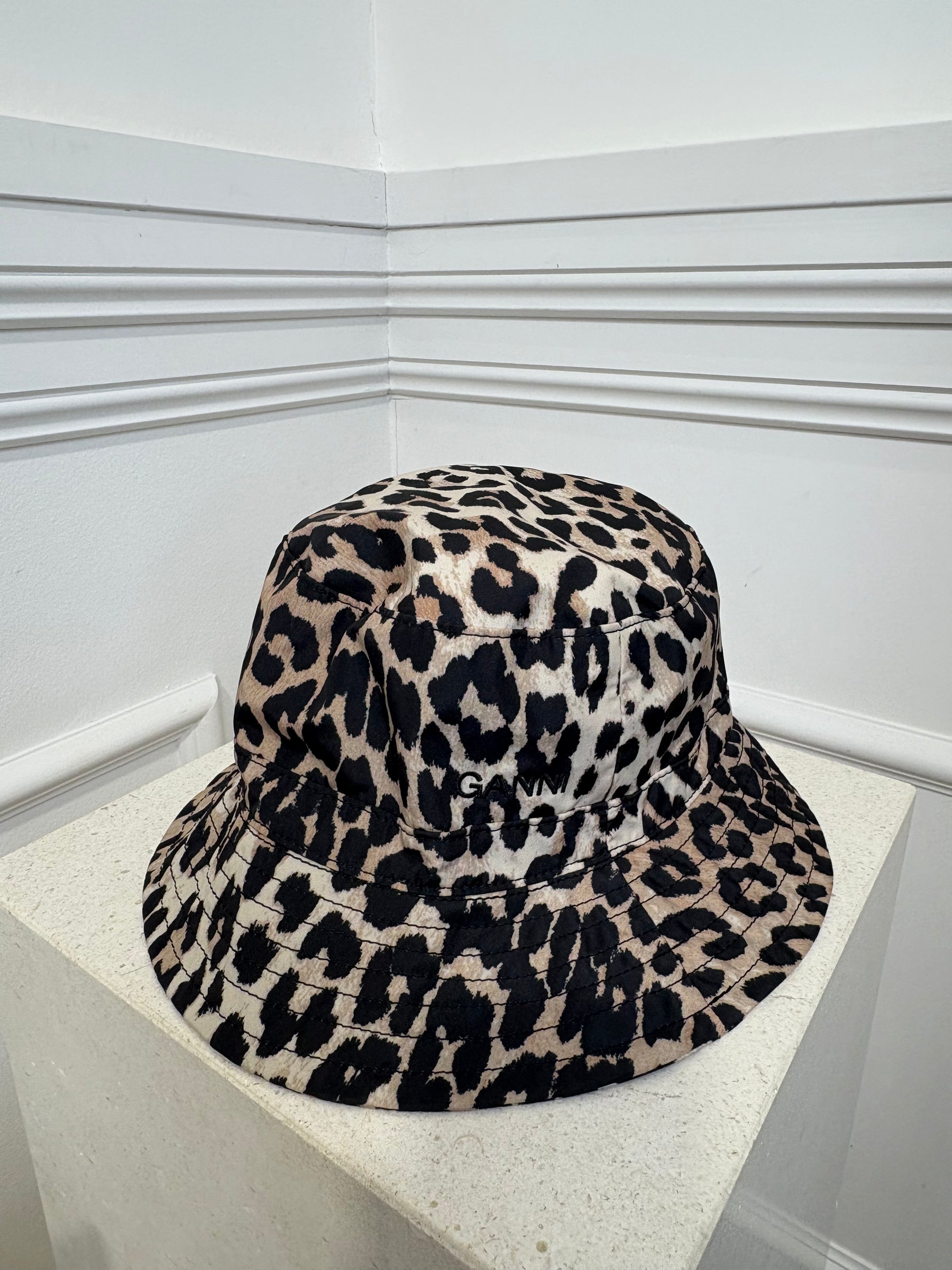 Ganni Animal Print Bucket Hat, M/L