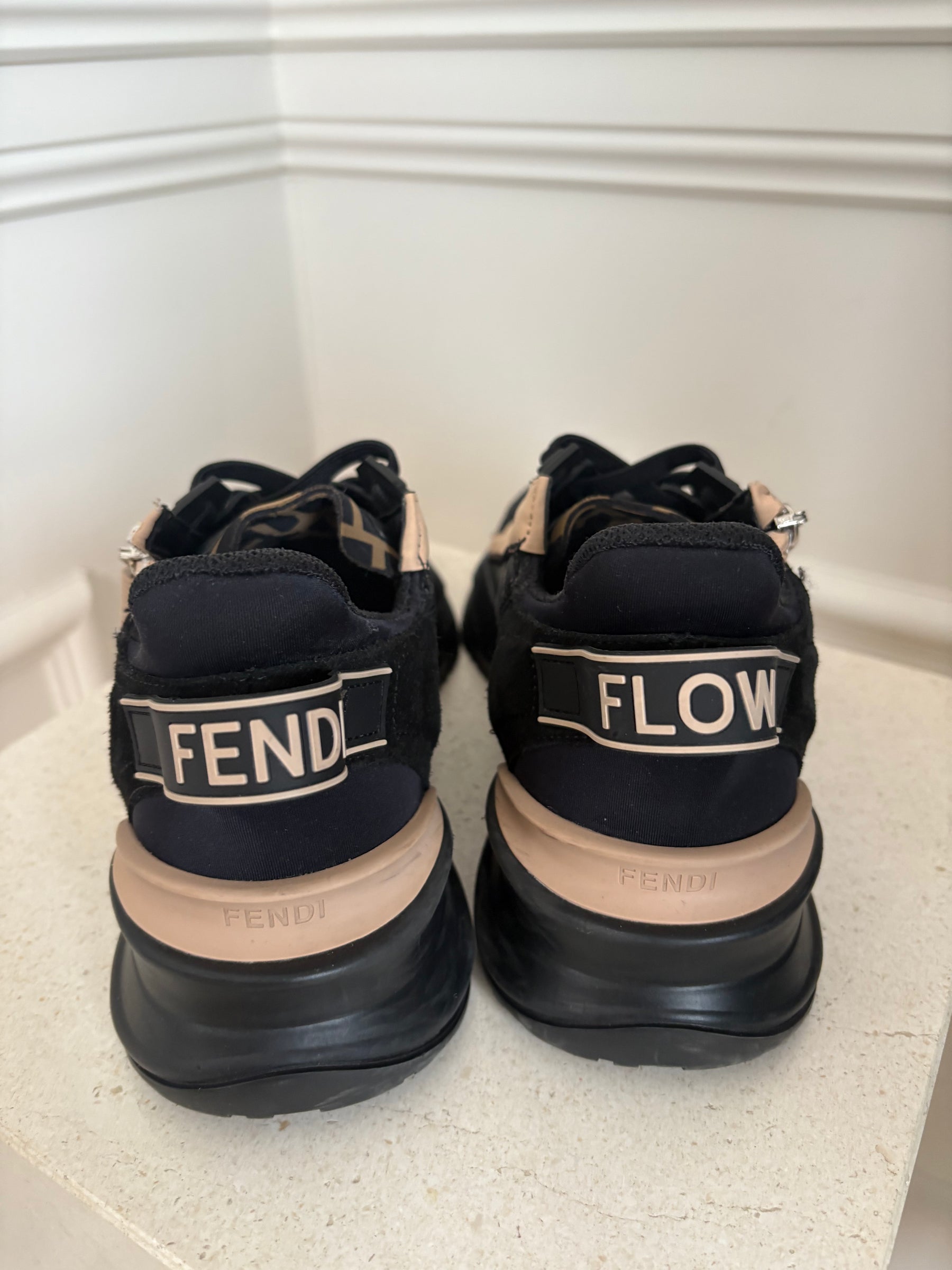 Fendi Black and Beige Sneakers, 39
