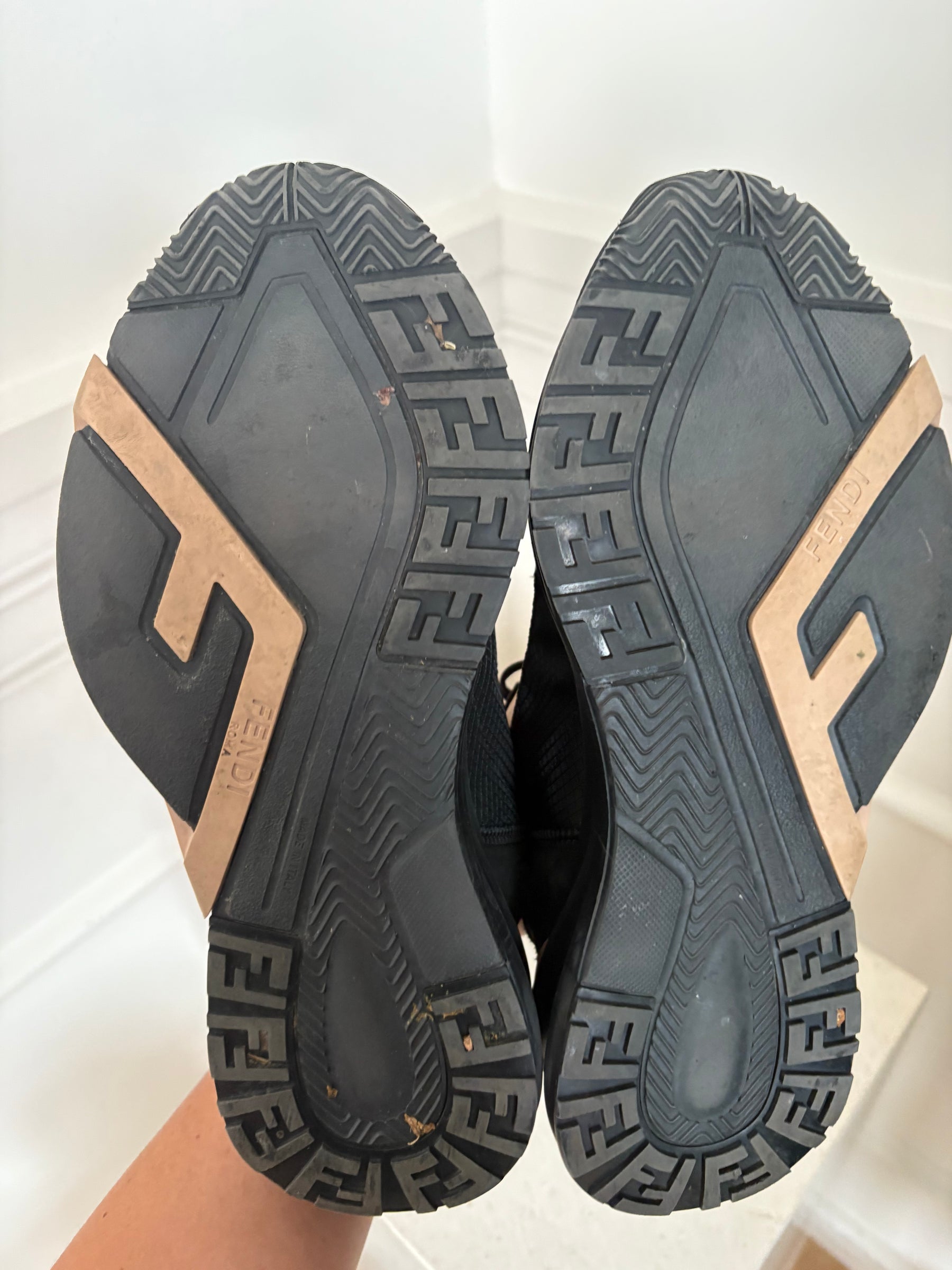 Fendi Black and Beige Sneakers, 39