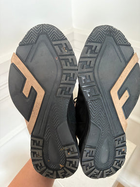 Fendi Black and Beige Sneakers, 39