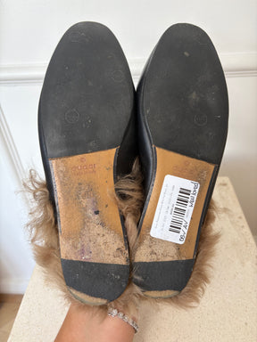 Gucci Princetown Mules With Fur Black, 37